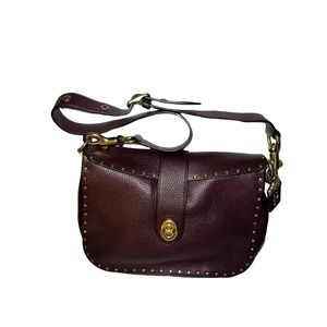 Coach Burgundy Leather Handbag Oxblood Heather 31929